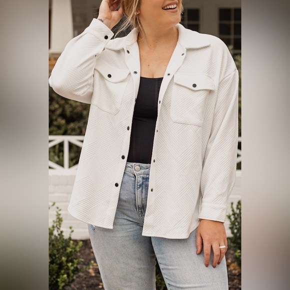 Plus Size Snap Down Dropped Shoulder Jacket - Picture 1 of 5